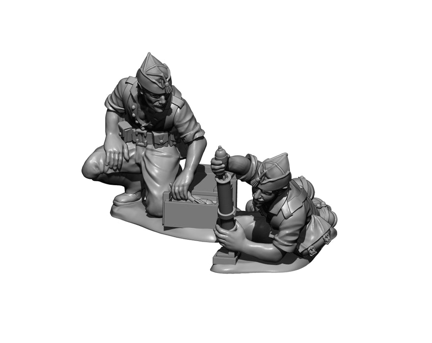 Legionarios con mortero Valero 50mm - guerra civil española 1936-1939