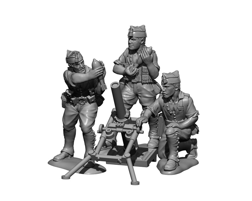 Legionarios con mortero Valero 81mm - guerra civil española 1936-1939